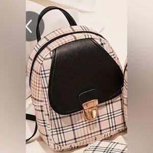 Cute black plaid purse small